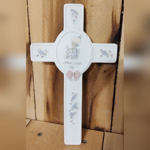 Precious Moments Jesus Loves Me Wall Hanging Porcelain 1990 Enesco Japan Girls